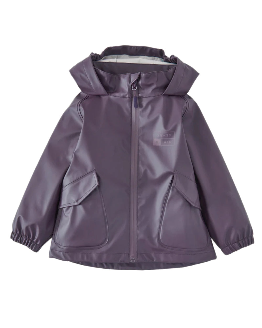 Amethyst Purple coloured Grass &amp; Air Childrens Rainster Jacket on white background 