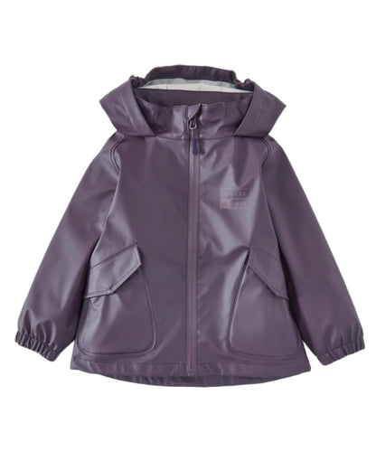 Amethyst Purple coloured Grass &amp; Air Childrens Rainster Jacket on white background 