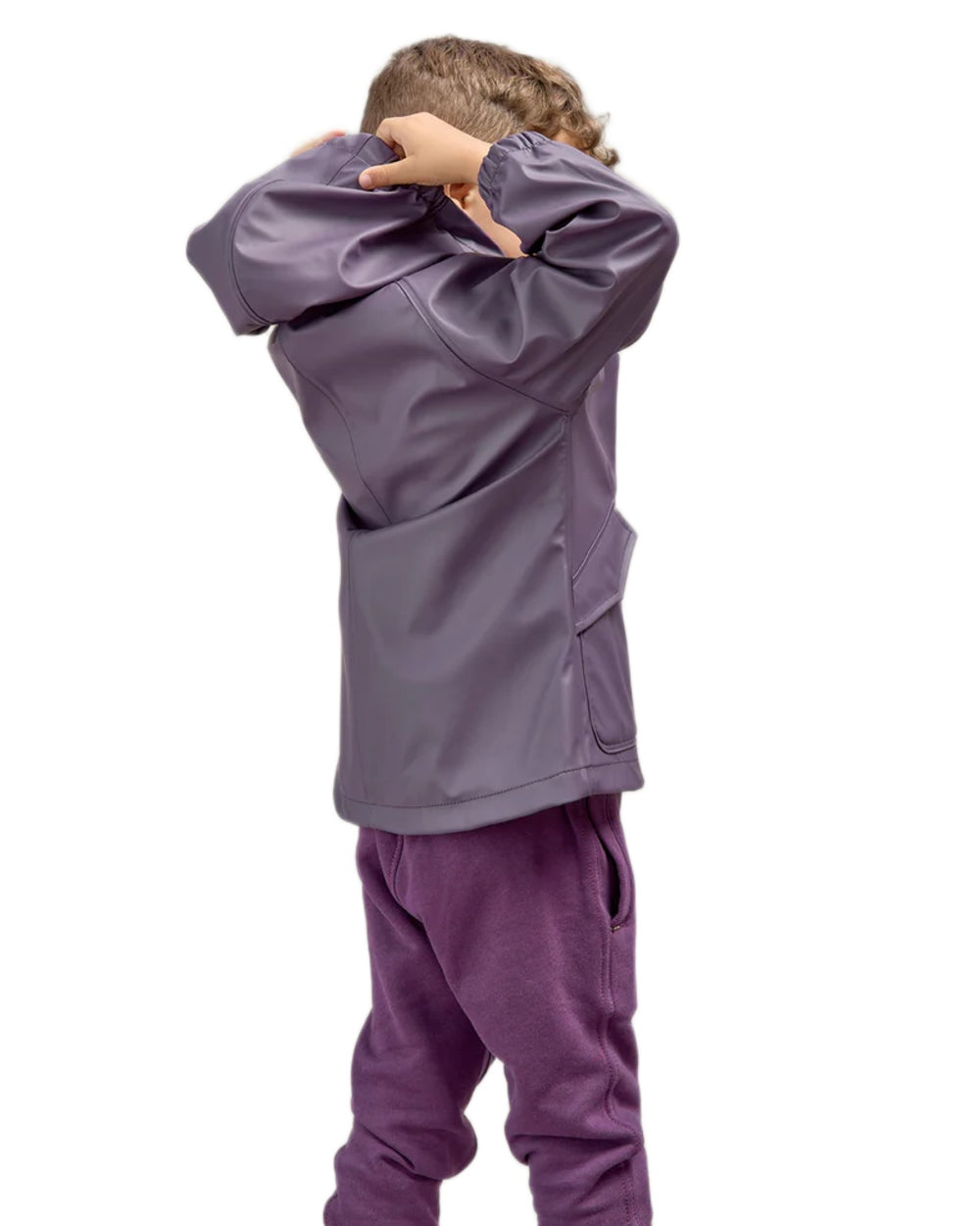 Amethyst Purple coloured Grass &amp; Air Childrens Rainster Jacket on white background 