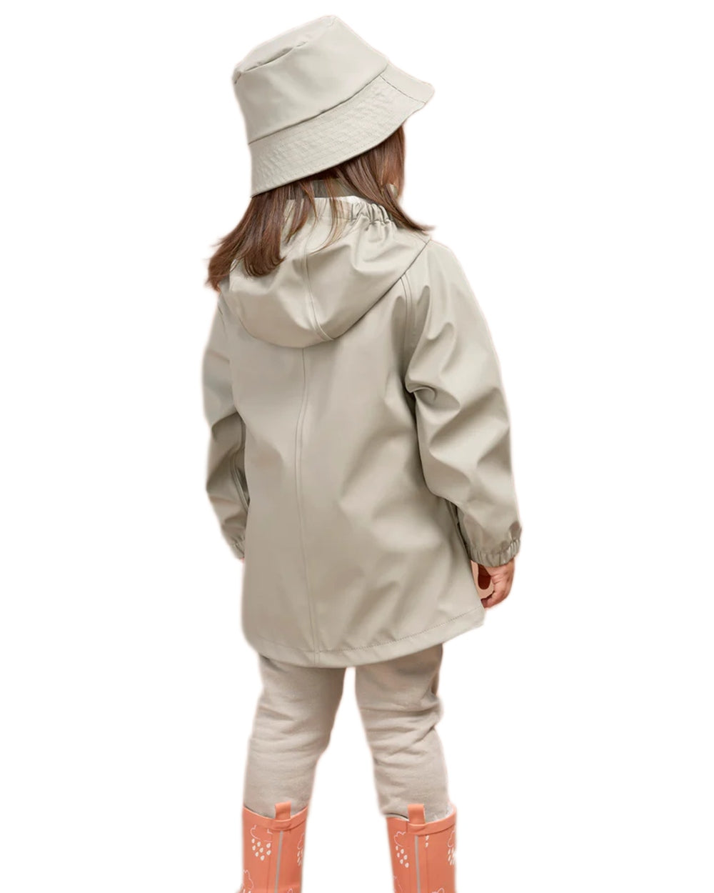 Geothermal Grey coloured Grass &amp; Air Childrens Rainster Jacket on white background 