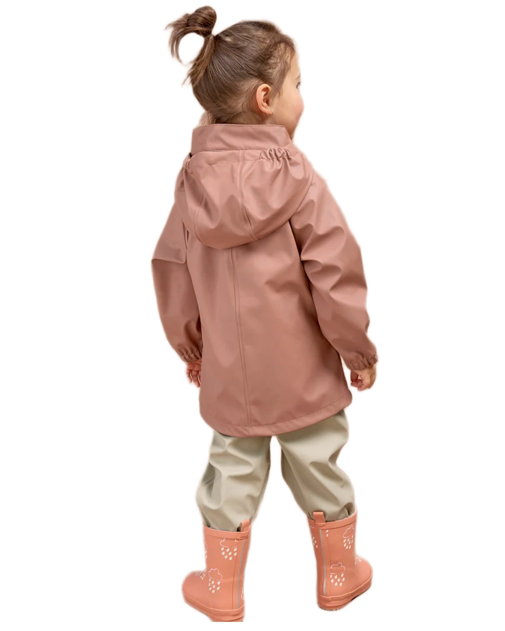 Rose coloured Grass &amp; Air Childrens Rainster Jacket on white background 