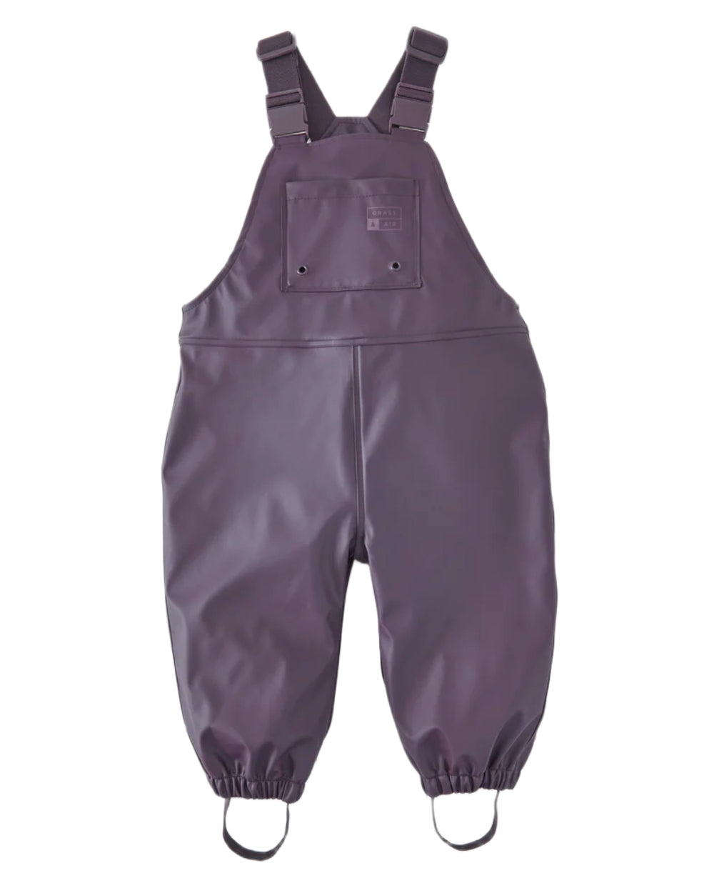 Amethyst Purple coloured Grass &amp; Air Childrens Rainster Waterproof Dungaree on white background 
