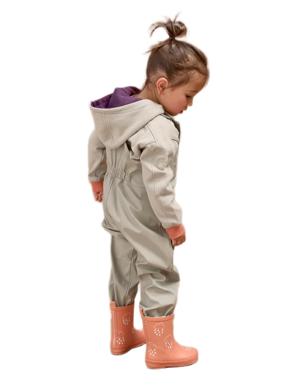 Geothermal Grey coloured Grass &amp; Air Childrens Rainster Waterproof Dungaree on white background 