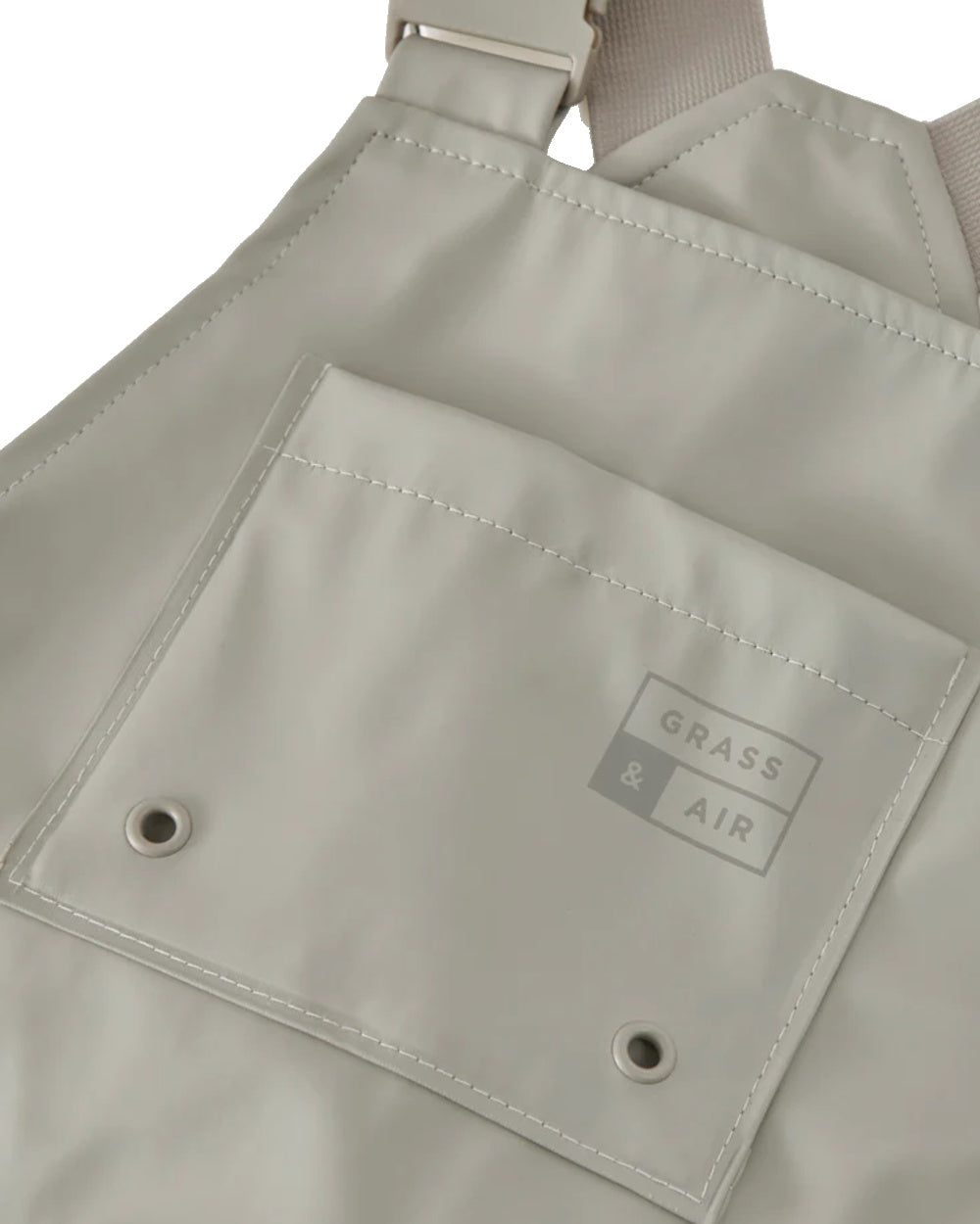 Geothermal Grey coloured Grass &amp; Air Childrens Rainster Waterproof Dungaree on white background 