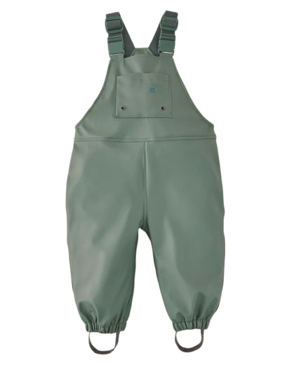 Khaki coloured Grass &amp; Air Childrens Rainster Waterproof Dungaree on white background 