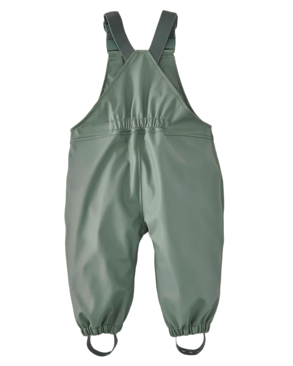 Khaki coloured Grass &amp; Air Childrens Rainster Waterproof Dungaree on white background  