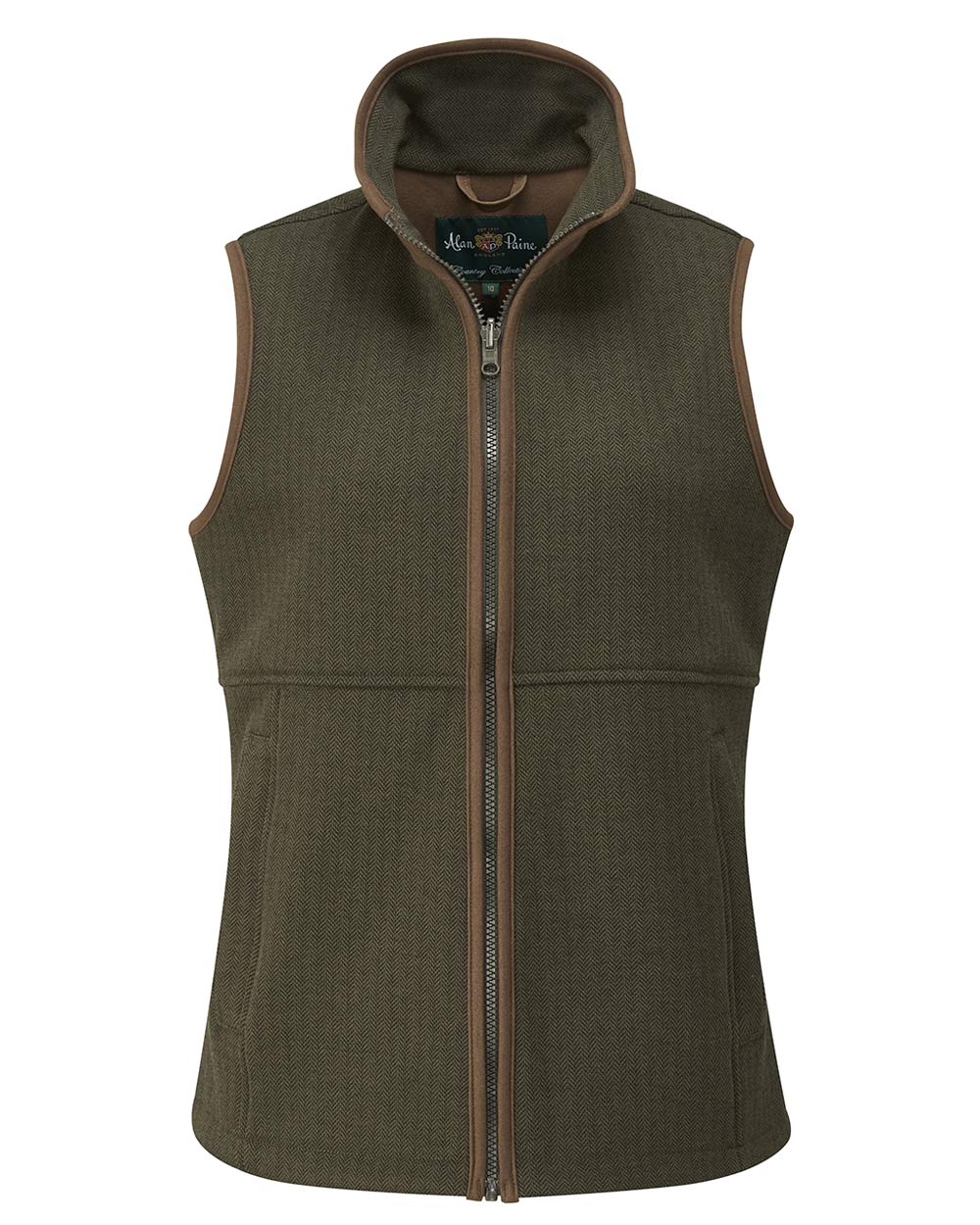 Alan Paine Aylsham Ladies Fleece Gilet in Green Herringbone 