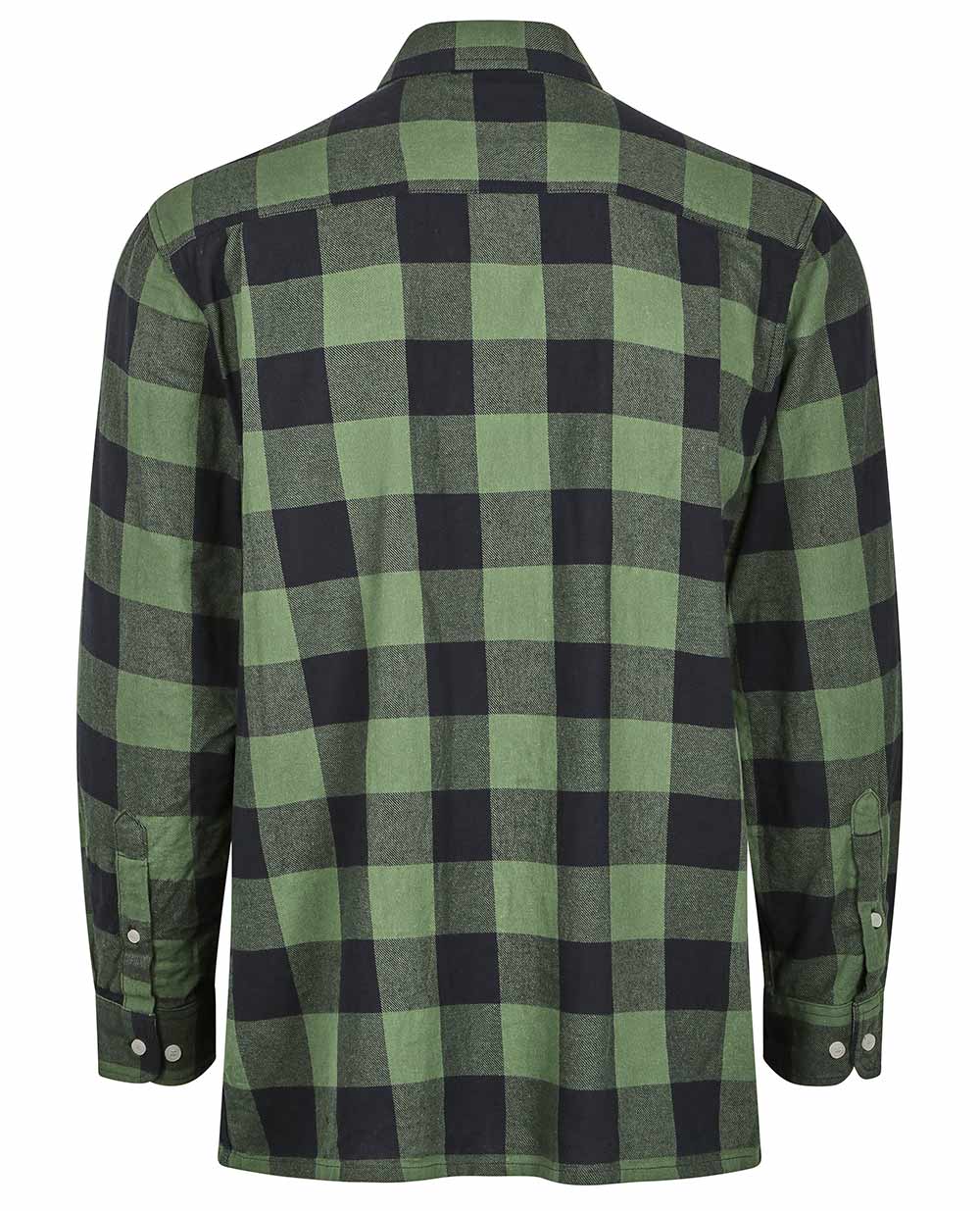 Green coloured Champion Arran Long Sleeve Shirt on white background 