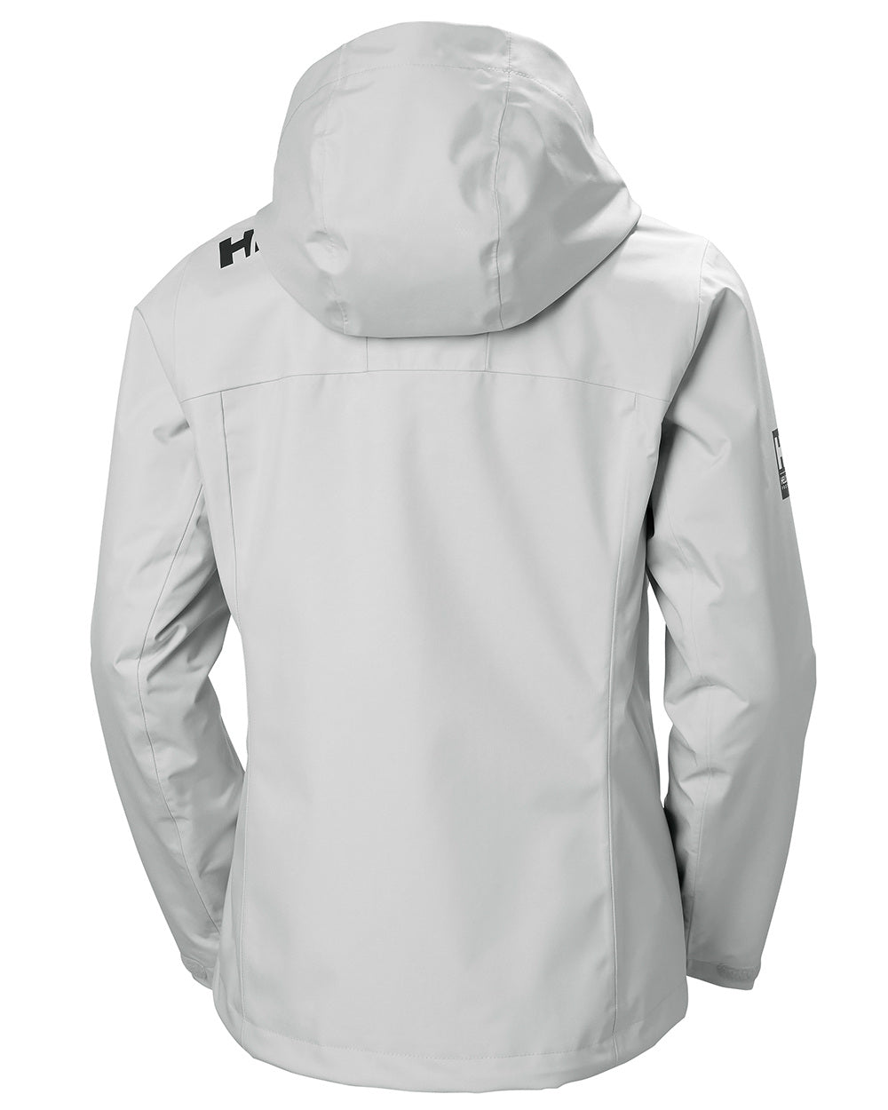 Grey Fog Coloured Helly Hansen Womens Crew Hooded Midlayer Sailing Jacket 2.0 On A White Background 