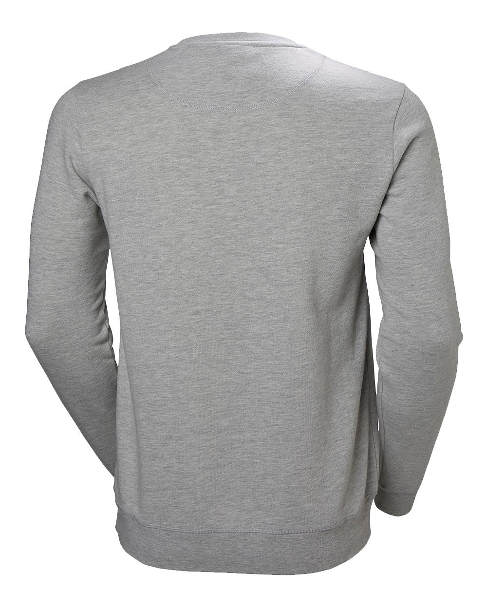 Grey Melange Coloured Helly Hansen Mens Logo Crew Sweatshirt On A White Background 