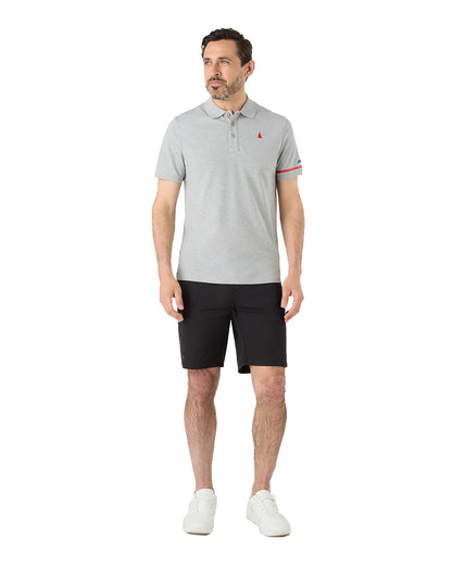 Grey Melange Coloured Musto Mens Red Yacht Short Sleeve Polo Shirt On A White Background 