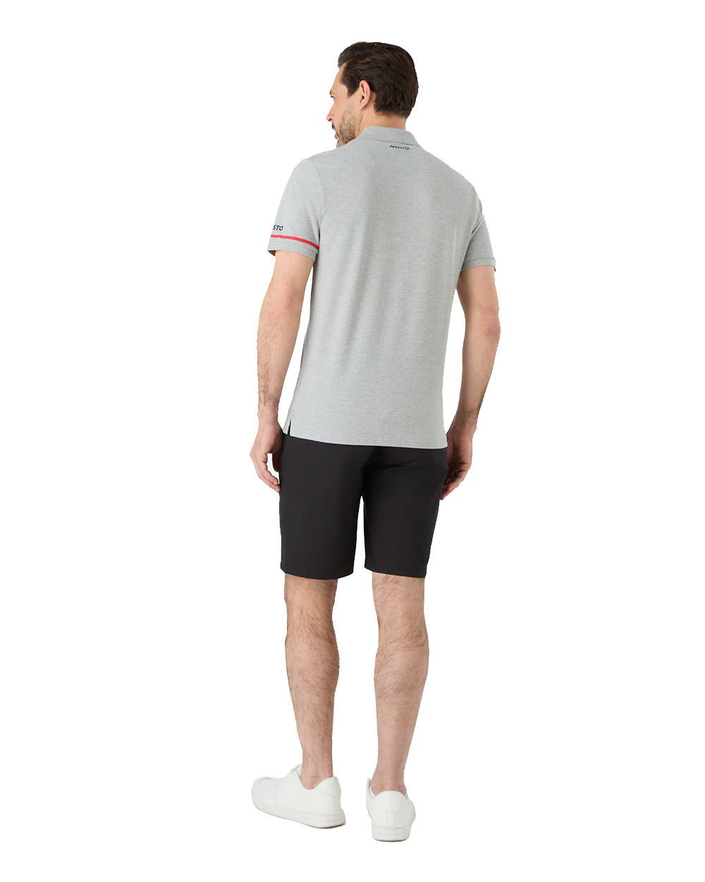 Grey Melange Coloured Musto Mens Red Yacht Short Sleeve Polo Shirt On A White Background 