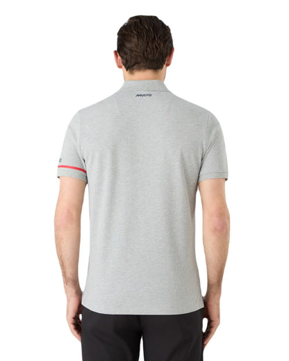 Grey Melange Coloured Musto Mens Red Yacht Short Sleeve Polo Shirt On A White Background 