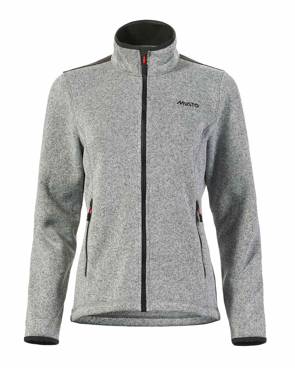 Grey Melange Coloured Musto Womens Knitted Fleece On A White Background 