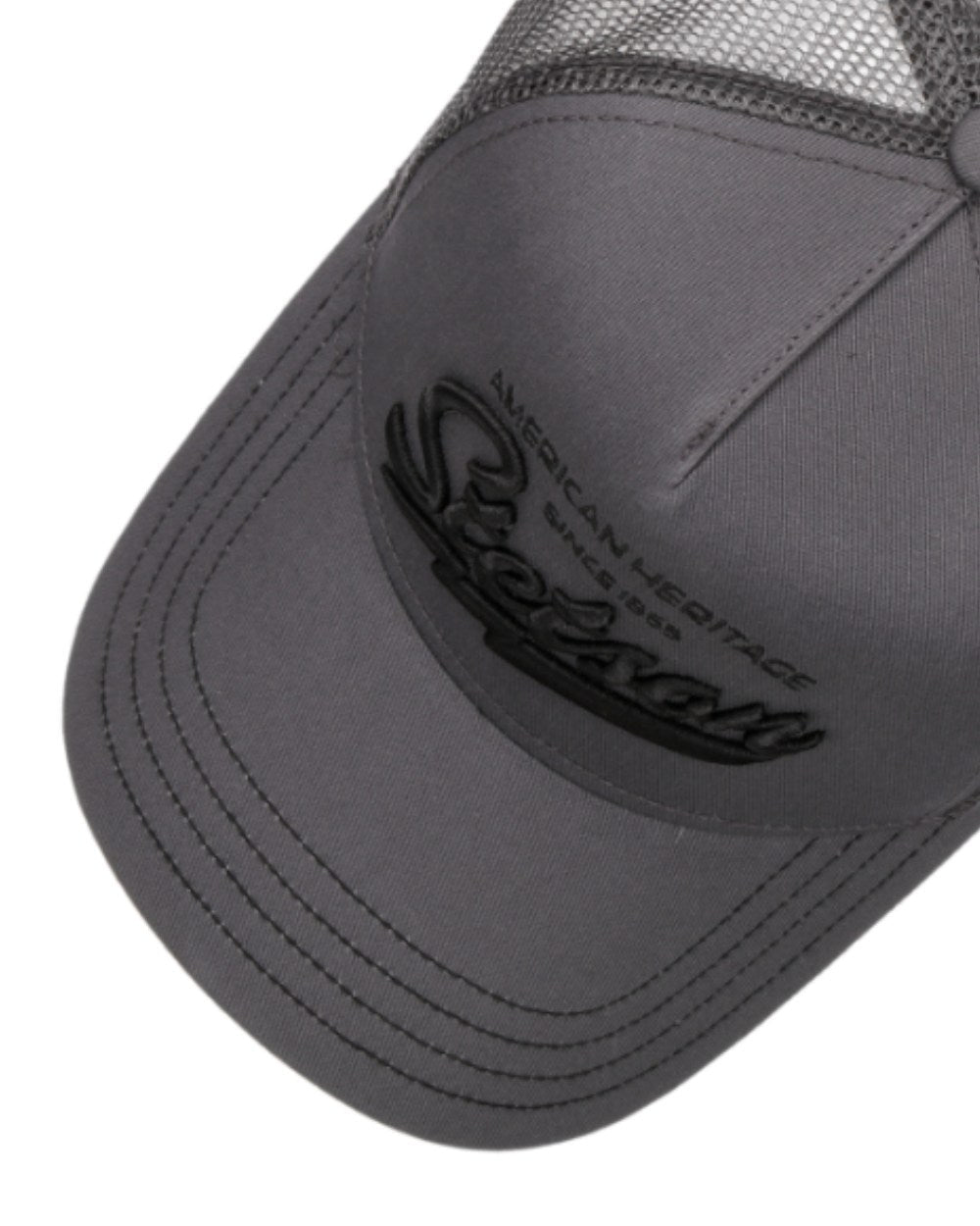 Grey coloured Stetson American Heritage Classic Trucker Cap on White background 