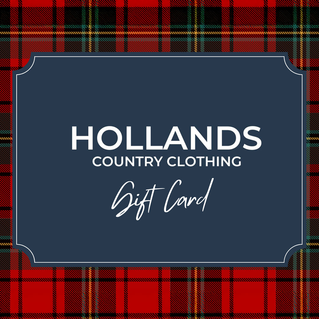 Hollands Country Clothing gift card with plaid pattern