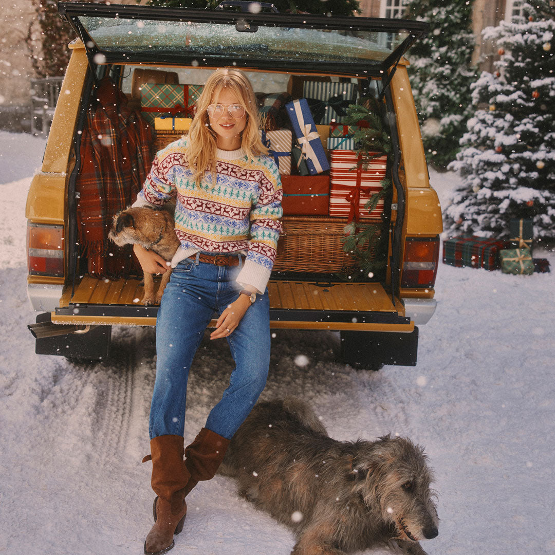 Mens Christmas Gift for Him - Female model in Christmas setting