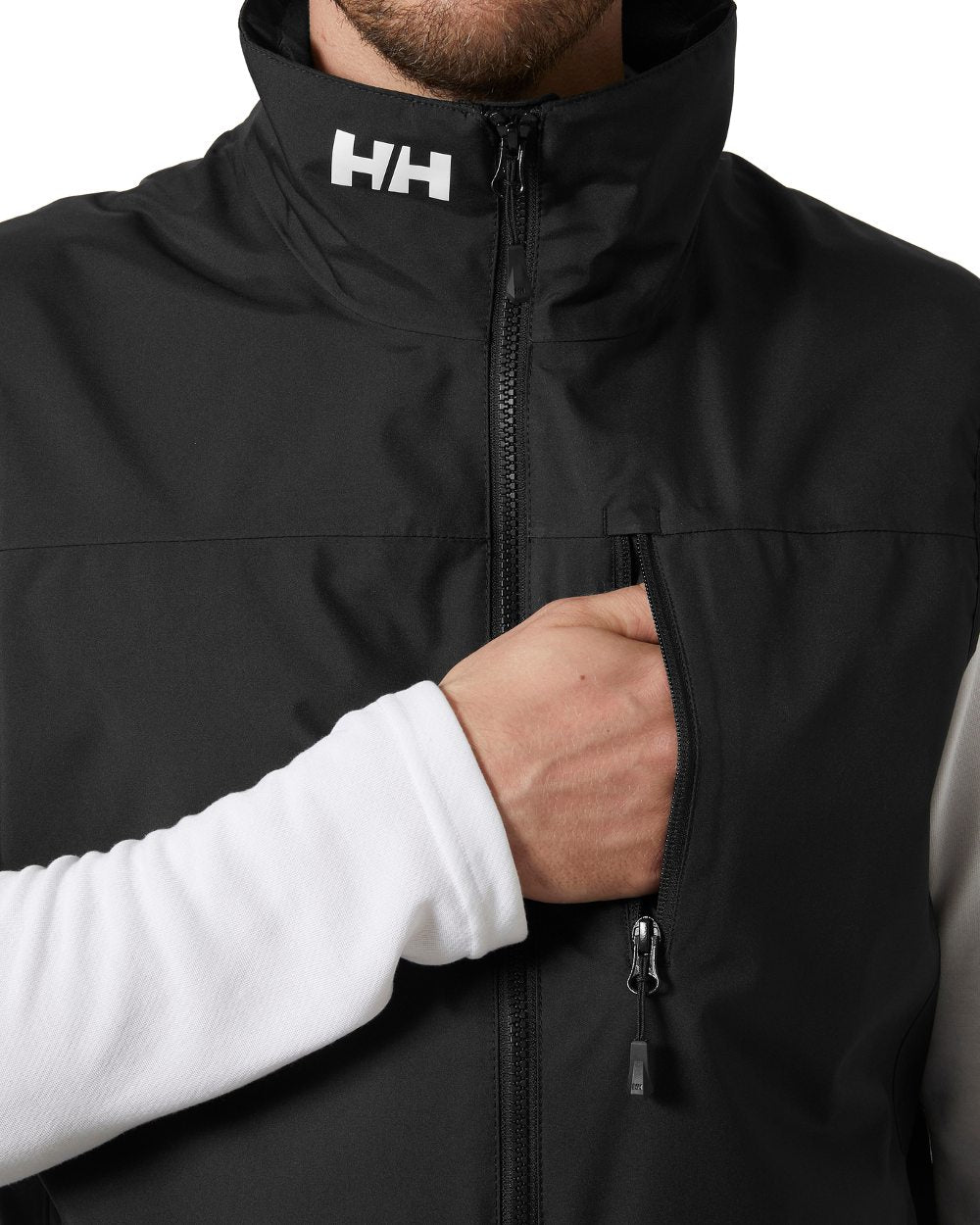 Black coloured Helly Hansen Mens Crew Sailing Vest 2.0 on white background 