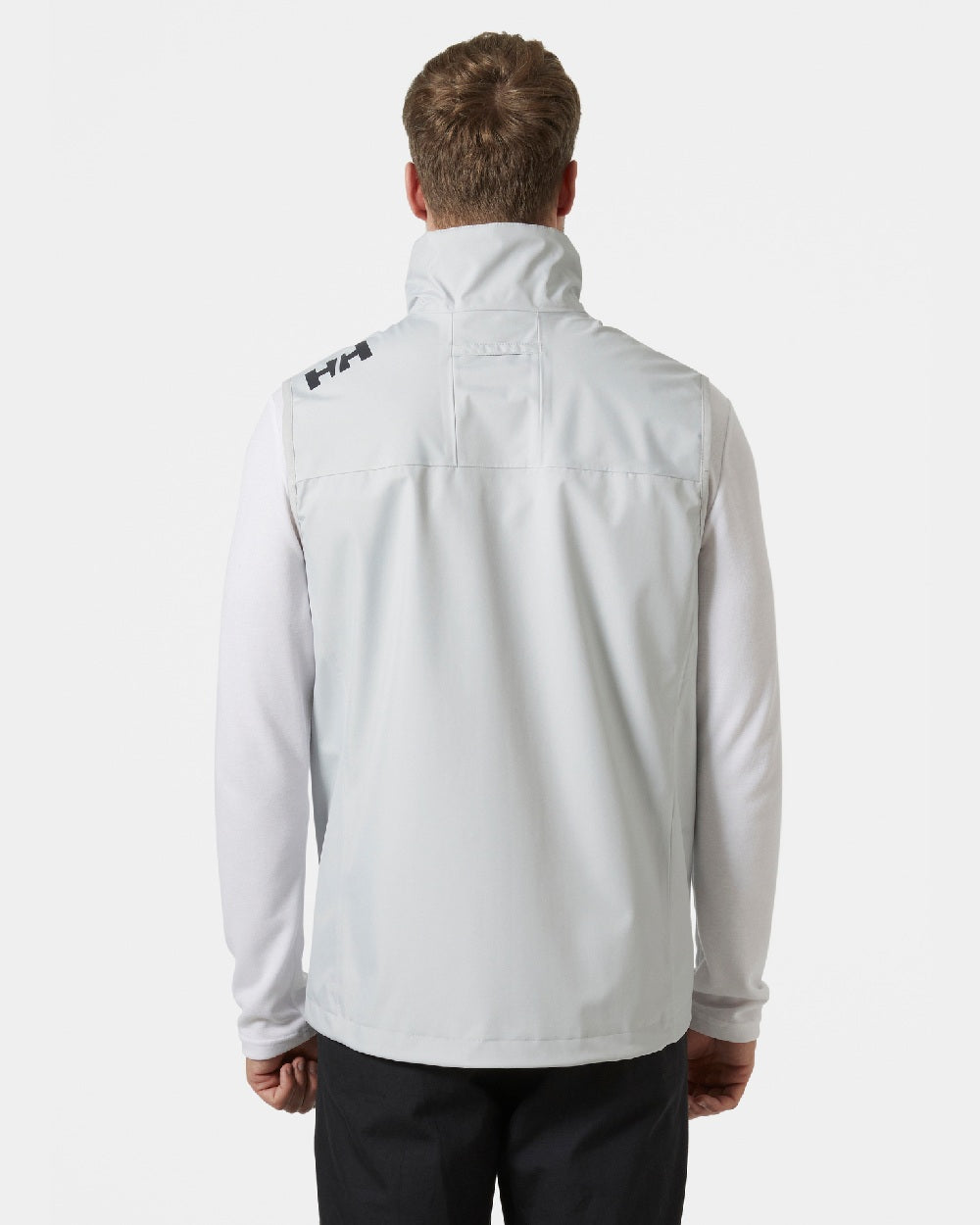 Grey Fog coloured Helly Hansen Mens Crew Sailing Vest 2.0 on grey background 