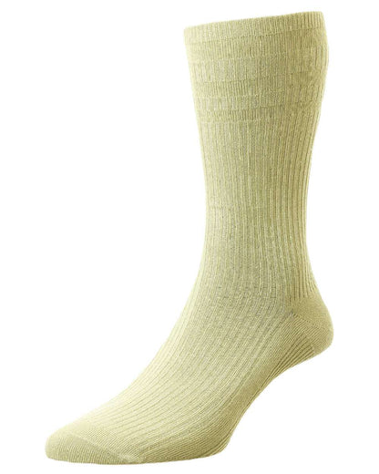 Oatmeal Coloured HJ Hall Bamboo Extra Wide Softop Socks on white background 