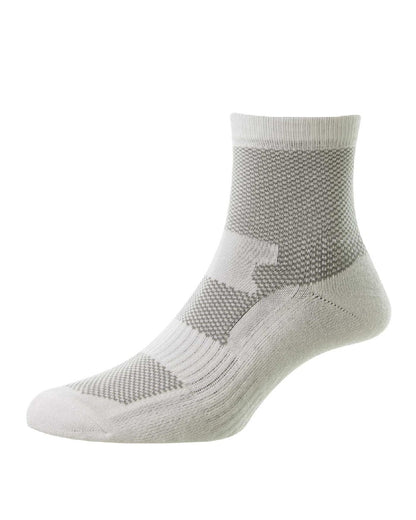 White Coloured HJ Hall Bamboo Trainer Socks on white background 