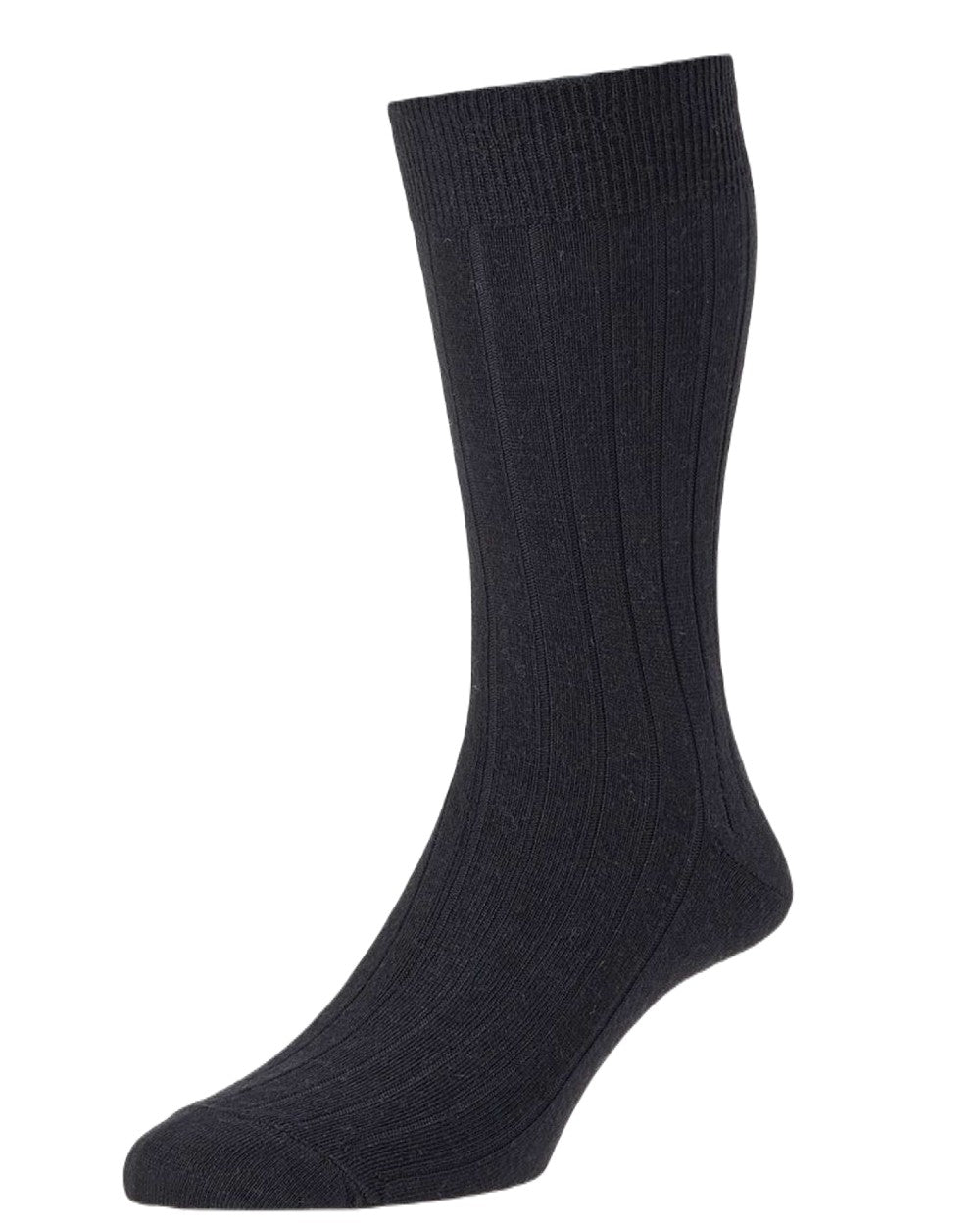 Black Coloured HJ Hall Broad Rib Socks on white background 