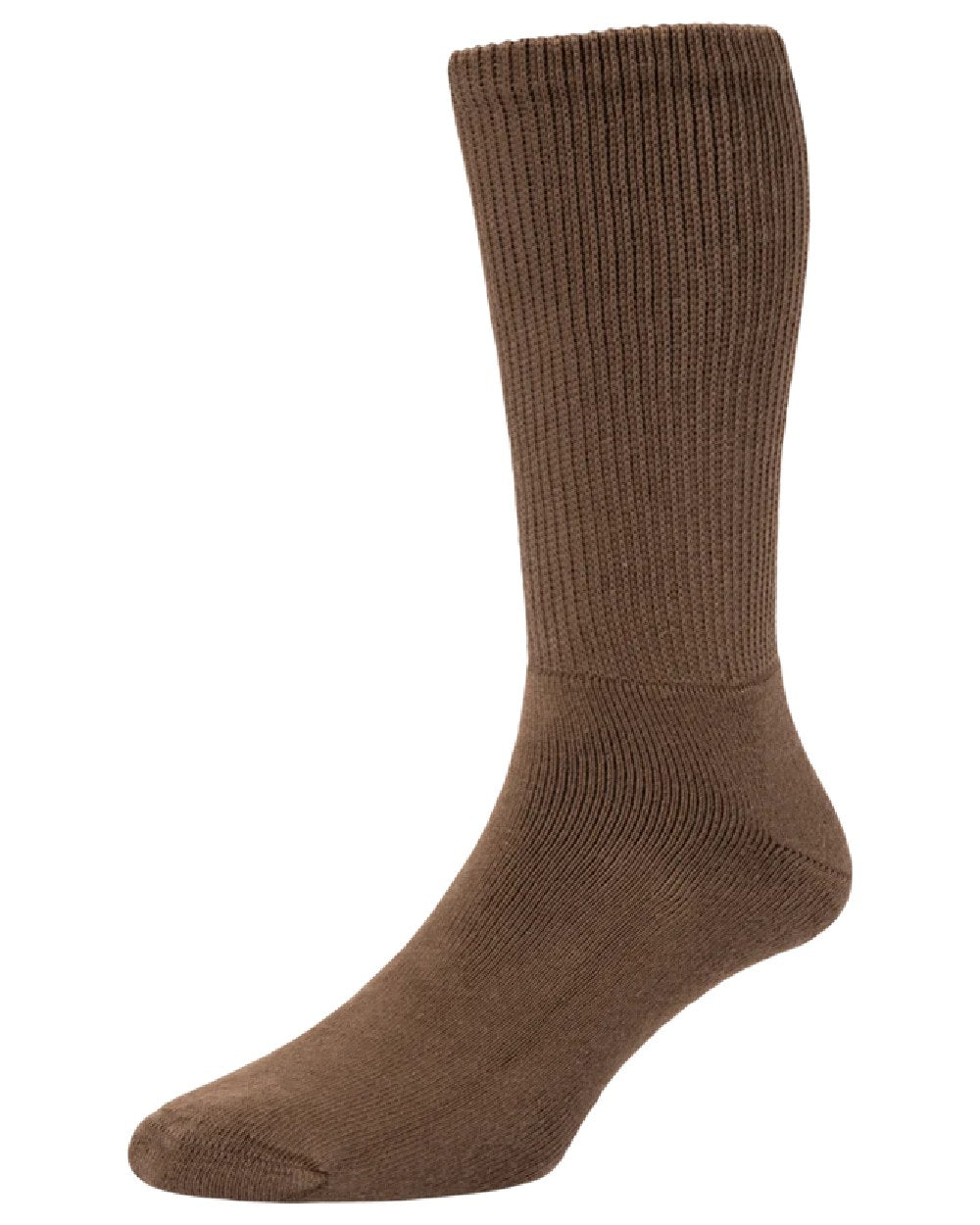 Brown coloured HJ Hall Cotton Rich Diabetic Socks on white background 