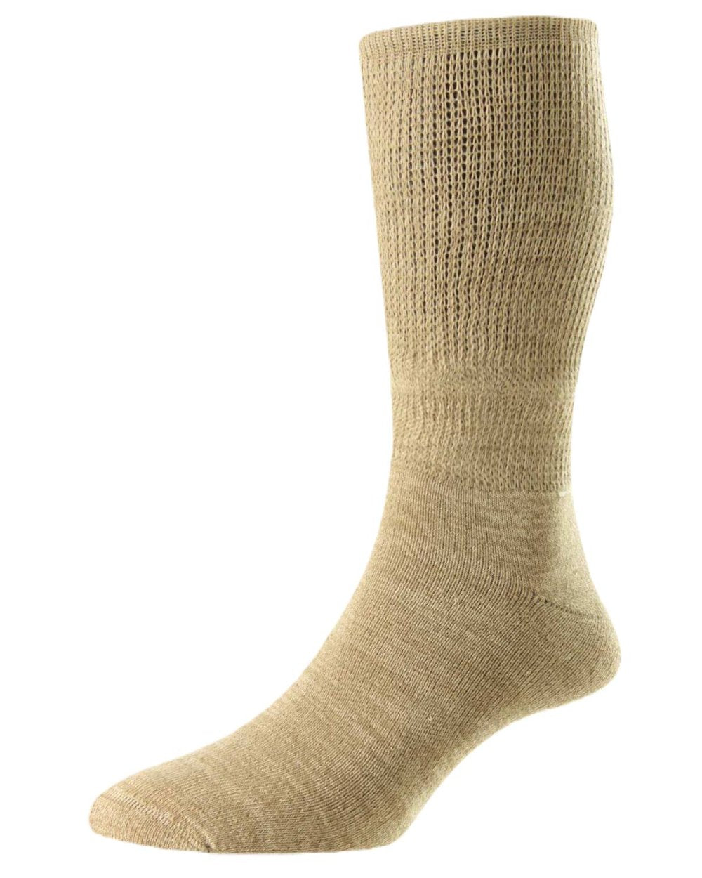 Mink Oatmeal coloured HJ Hall Diabetic Lightweight Cotton Socks on white background 