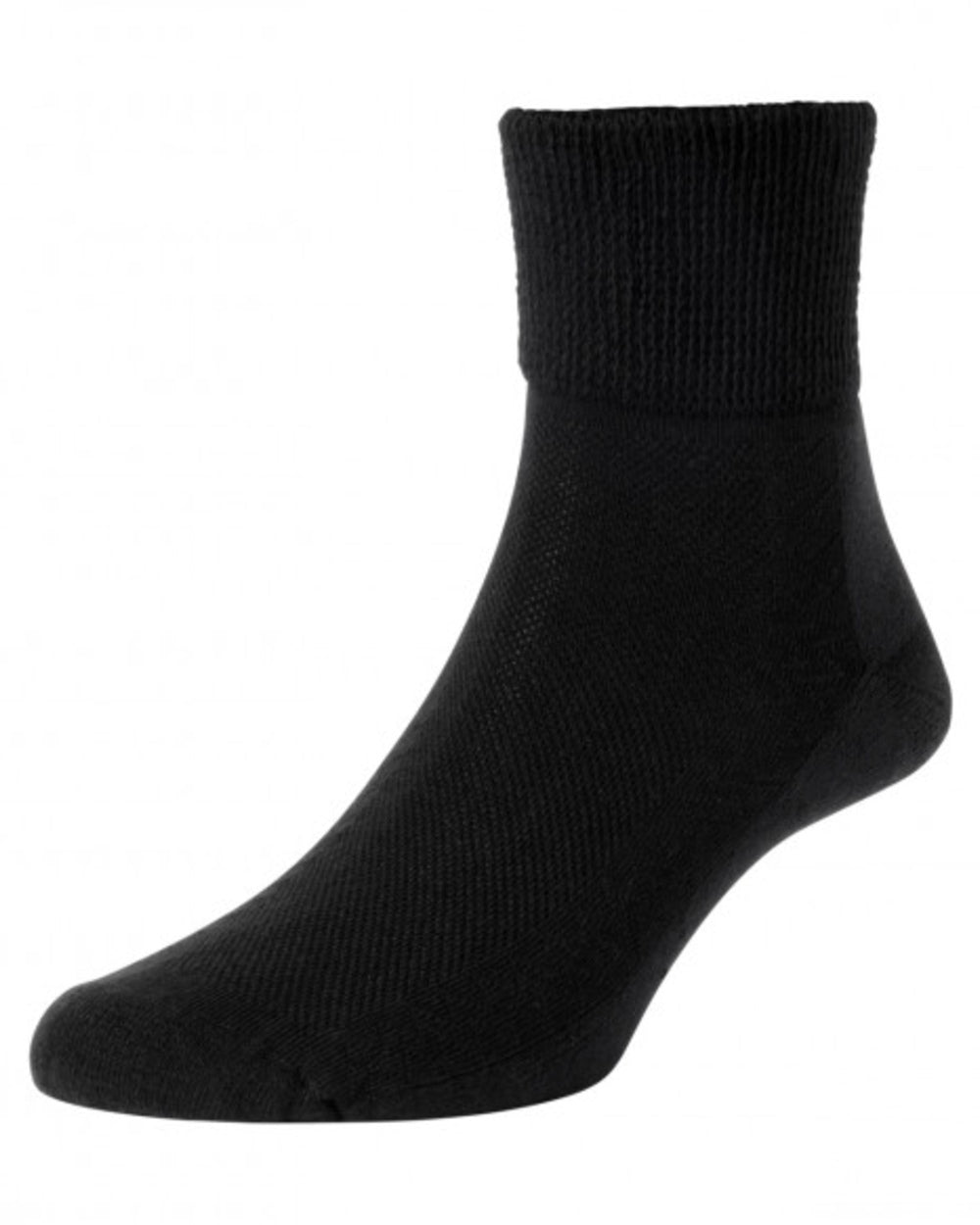 Black coloured HJ Hall Diabetic Low Rise Cotton Socks on white background 