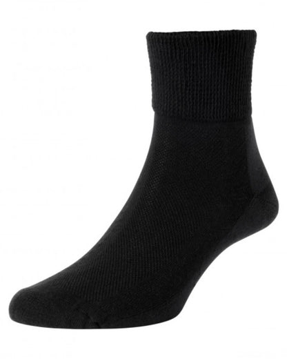 Black coloured HJ Hall Diabetic Low Rise Cotton Socks on white background 