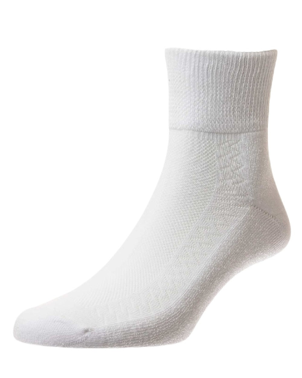 White coloured HJ Hall Diabetic Low Rise Cotton Socks on white background 