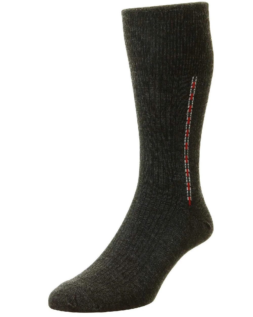Charcoal Coloured HJ Hall Fancy Panel Half Hose Socks on white background 