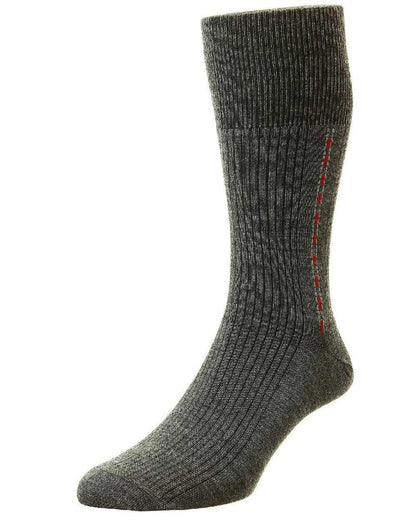 Mid Grey Coloured HJ Hall Fancy Panel Half Hose Socks on white background 