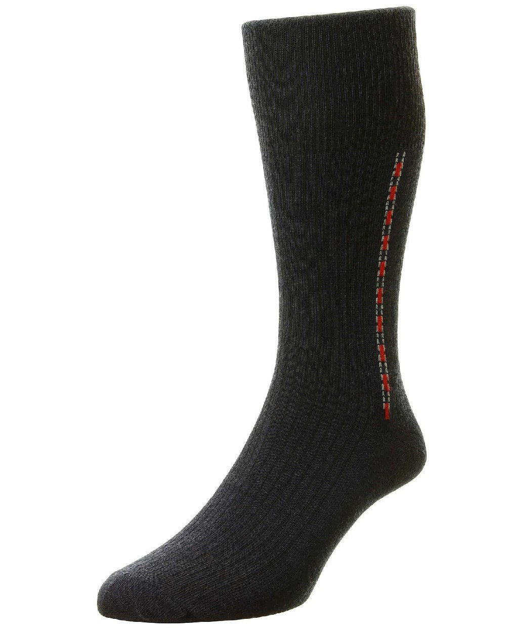 Navy Coloured HJ Hall Fancy Panel Half Hose Socks on white background 