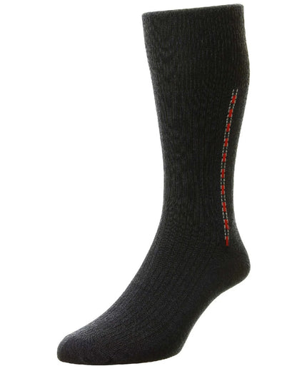 Navy Coloured HJ Hall Fancy Panel Half Hose Socks on white background 
