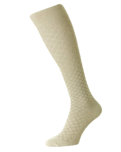 Fawn Coloured HJ Hall Flysafe Diamond Flight Socks on white background 