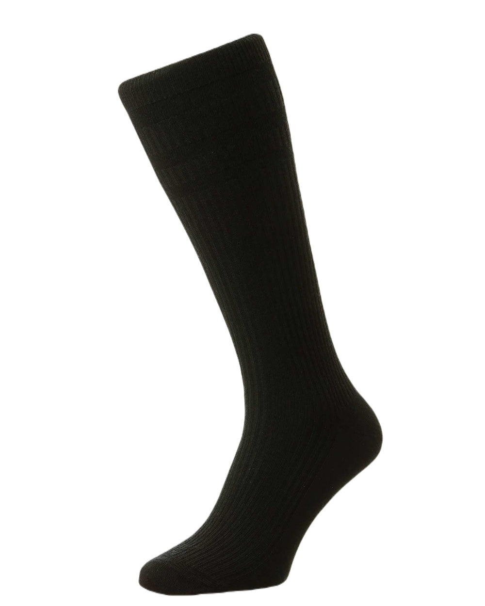 Black Coloured HJ Hall Half Hose Wool Softop Socks on white background 