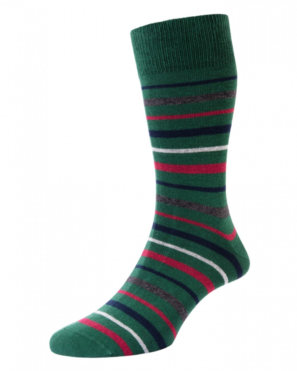 Navy Green Mix coloured HJ Hall Mens Christmas Turkey Motif Cotton Rich Socks on white background 