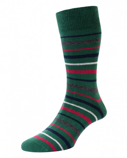 Navy Green Mix coloured HJ Hall Mens Christmas Turkey Motif Cotton Rich Socks on white background 