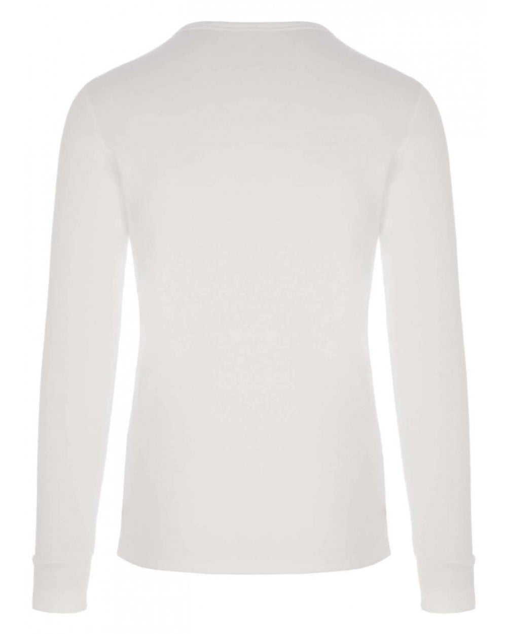 White coloured HJ Hall Mens Cotton Rich Thermal Long Sleeve Top on white background 