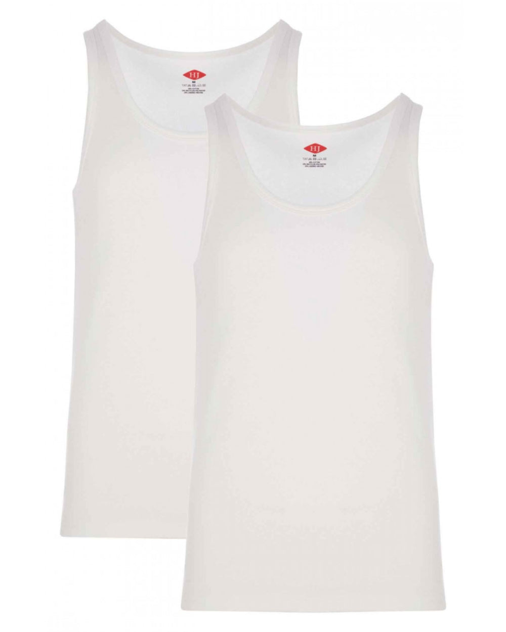White coloured HJ Hall Mens Cotton Rich Thermal Vest Twin Pack on white background 