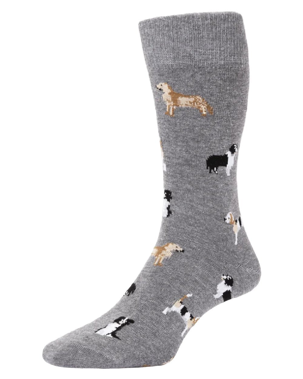 Mid Grey Melange Coloured HJ Hall Pure Cotton Rib Socks on white background 