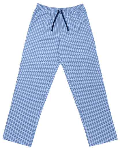 Grey Blue Coloured HJ Hall Mens Crew Neck T-Shirt And Long Pyjamas Set on white background 