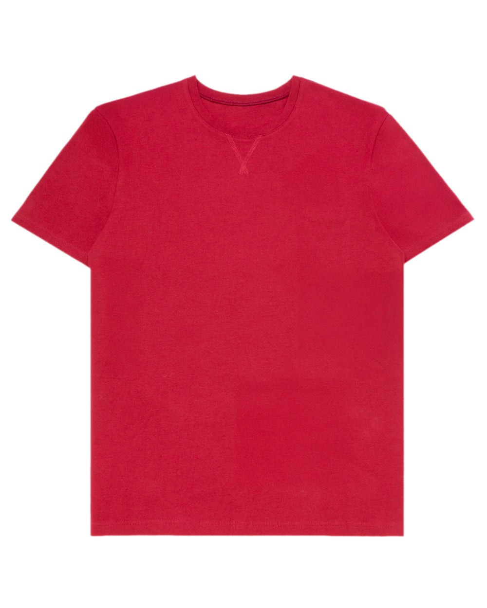 Red Navy Coloured HJ Hall Mens Crew Neck T-Shirt And Long Pyjamas Set on white background 