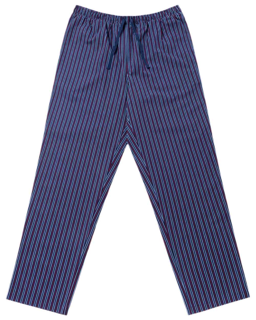 Red Navy Coloured HJ Hall Mens Crew Neck T-Shirt And Long Pyjamas Set on white background 