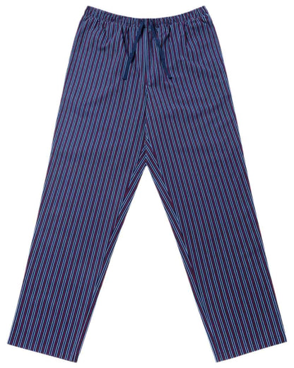 Red Navy Coloured HJ Hall Mens Crew Neck T-Shirt And Long Pyjamas Set on white background 