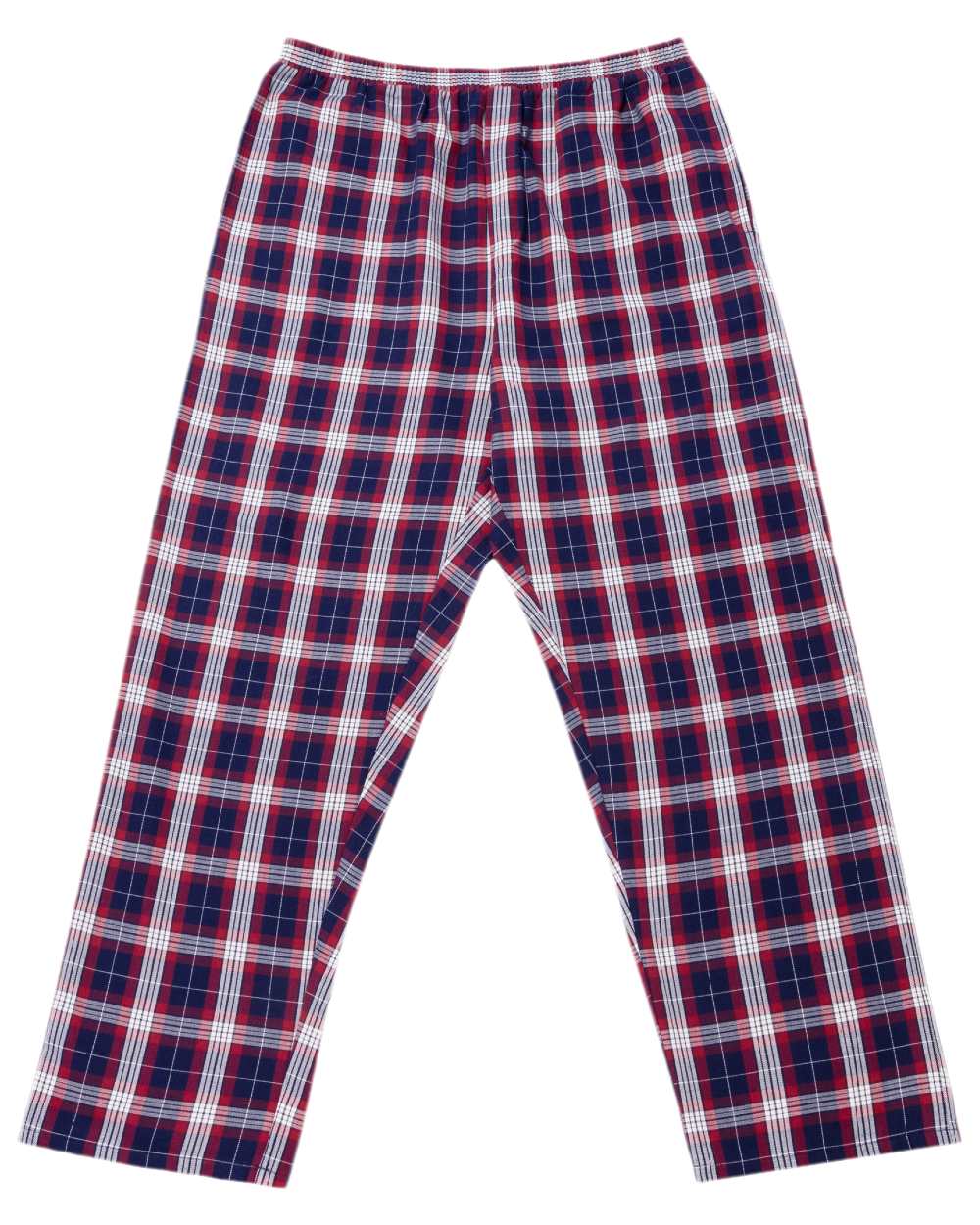 Red Navy Check Coloured HJ Hall Mens Pure Cotton Brushed Pyjamas on white background 