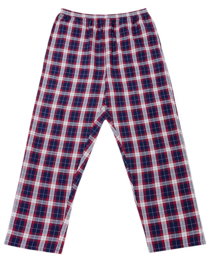 Red Navy Check Coloured HJ Hall Mens Pure Cotton Brushed Pyjamas on white background 