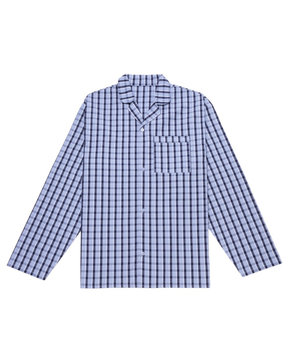 Blue Check Coloured HJ Hall Mens Pure Cotton Pyjamas on white background 