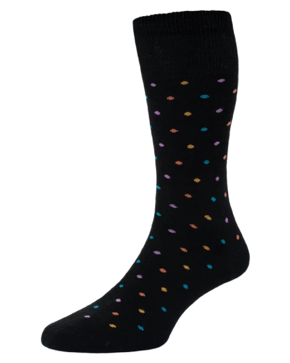 Black coloured HJ Hall Mini Spot Comfort Top Socks on white background 